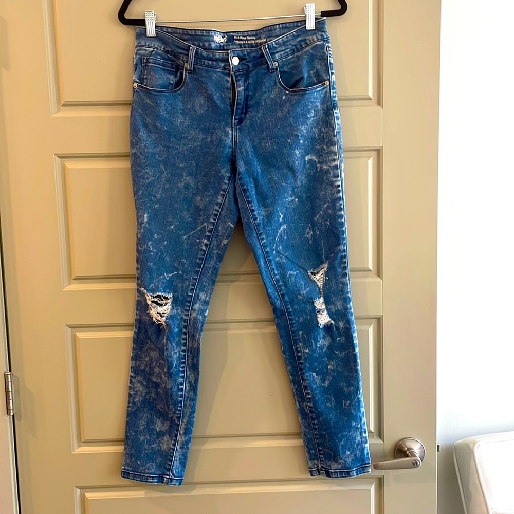 Mossimo Mid Rise Skinny Acid Wash